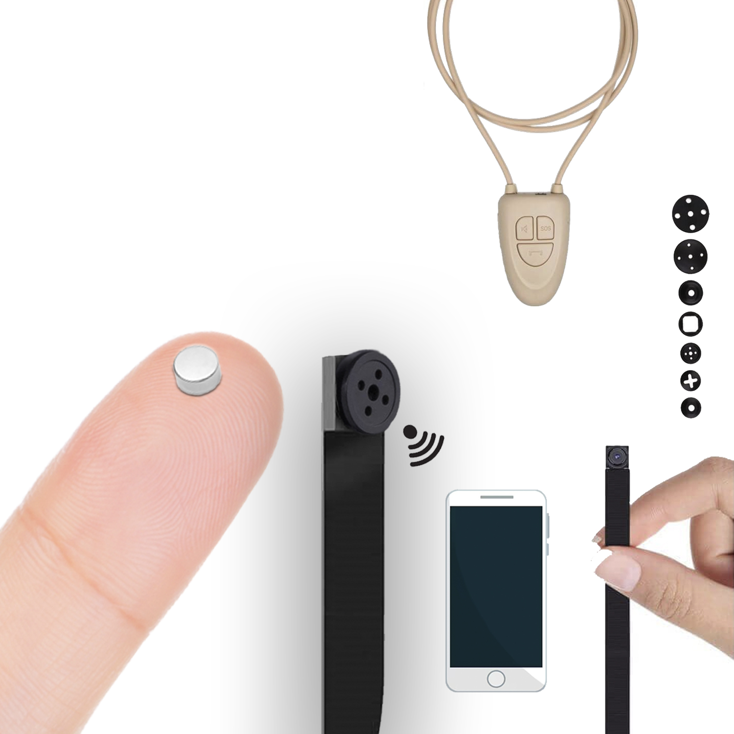 Kit Cámara Botón WIFI + Pinganillo Nano V4