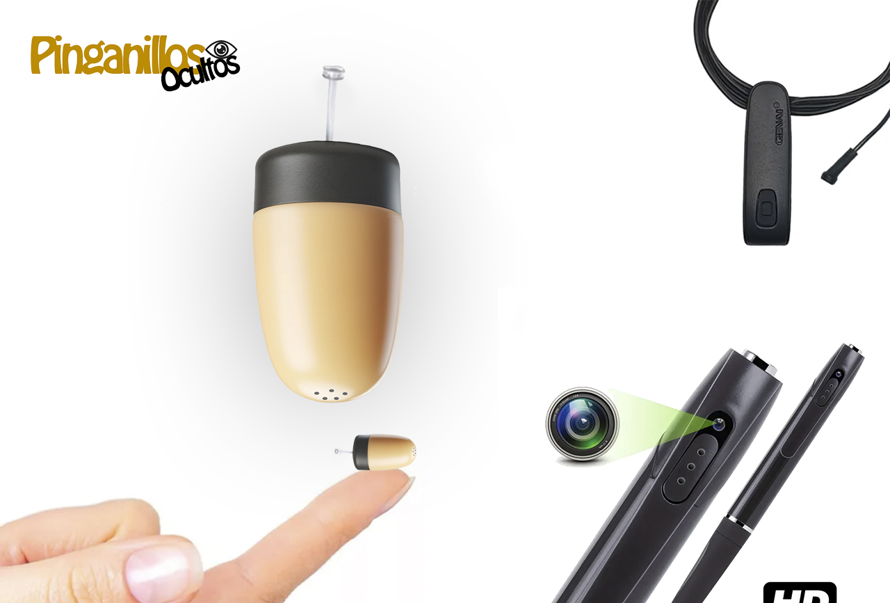 Kit pinganillo invisible con collar bluetooth y cámara espía wifi