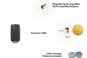 Kit pinganillo oculto con llave de coche GSM y accesorios incluidos